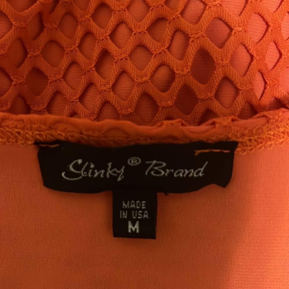 Women’s SLINKY BRAND, Knit, Beachy, Sleeveless Dress, Tangerine Orange, Medium - Picture 4 of 5